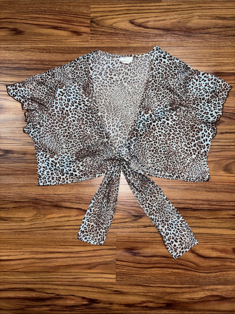 Y2K Fashion Bug Leopard Tie-Front Crop Top